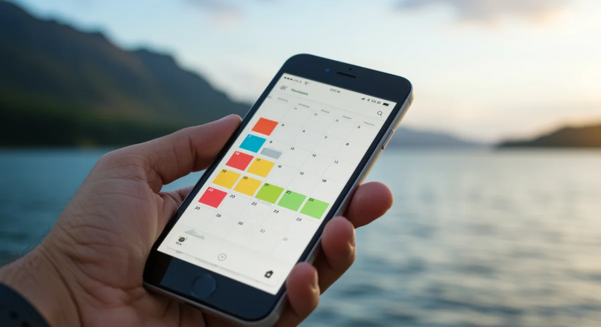 Digital calendar showing planned PTO days and vacation