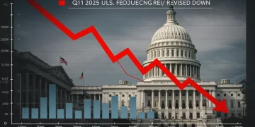 Graph illustrating downward revised US economic growth for Q1 2025